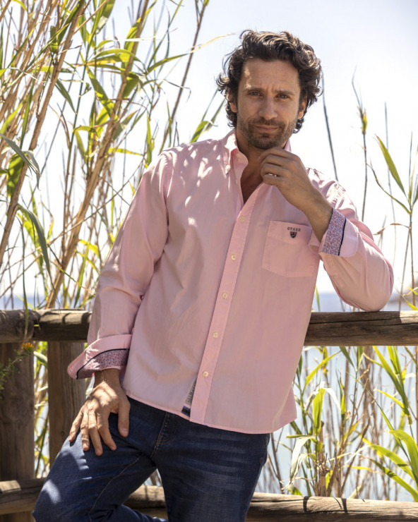 Chemise manches longues Otago Buenos Aires coton pink JJ pour homme