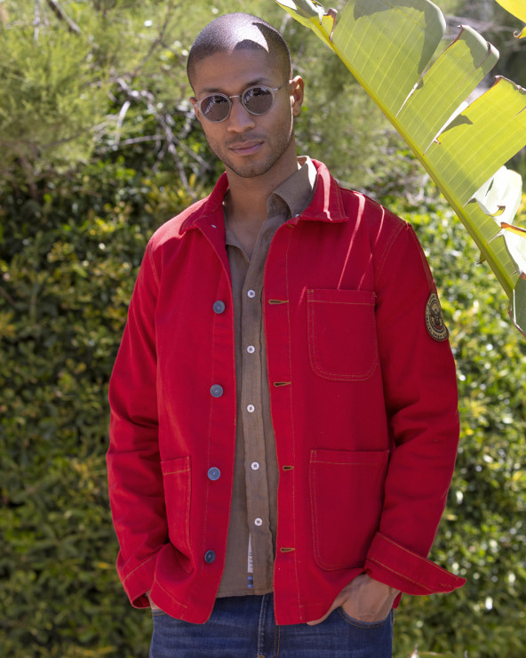 Veste Toile Boutonnée Hobart Otago Rugby rouge costa pour Homme