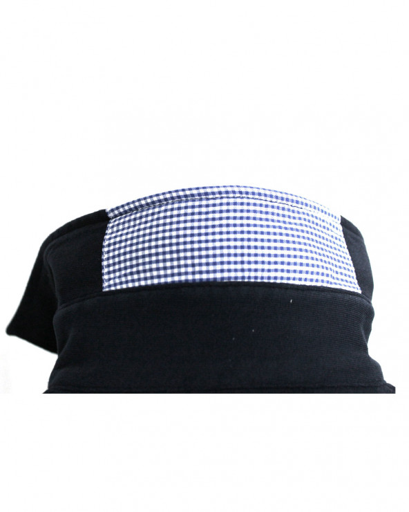 Applications de tissus vichy bleu et noir à l'extérieur du col du polo Beachvichy Otago bleu marine pour homme