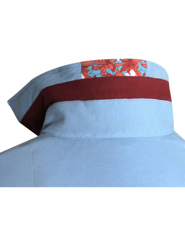 Applications de tissus hermes et motifs fleuris à l'extérieur du col du polo Tortue7 Otago pour homme