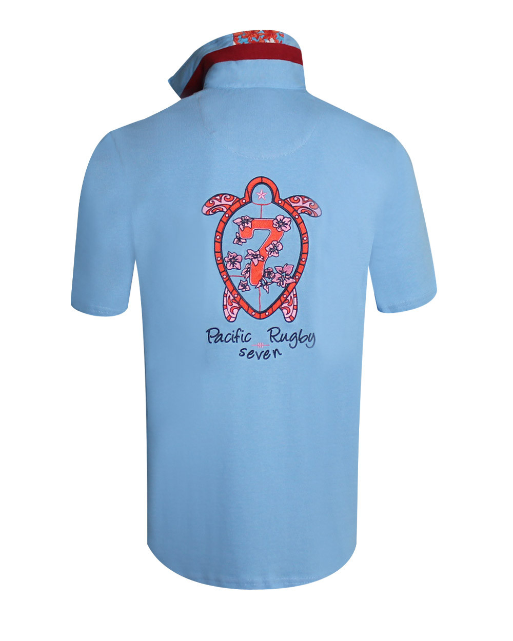 dos du Polo TORTUE7 manches courtes Otago rugby bleu ciel pour homme