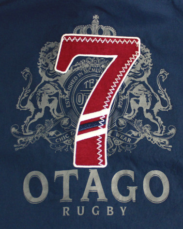 Ensemble sérigraphié et brodé au dos de la chemise 2 Lions Otago bleu marine pour homme