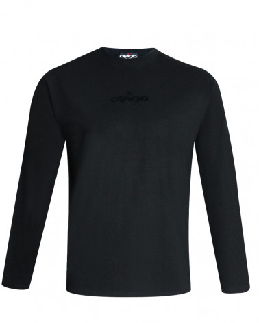 Flocage feutrine noire sur le devant du tee-shirt Mask feutrine manches longues Otago noir pour homme