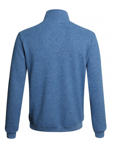 Dos du sweat col zip 24sw7 Otago bleu ciel chiné pour homme