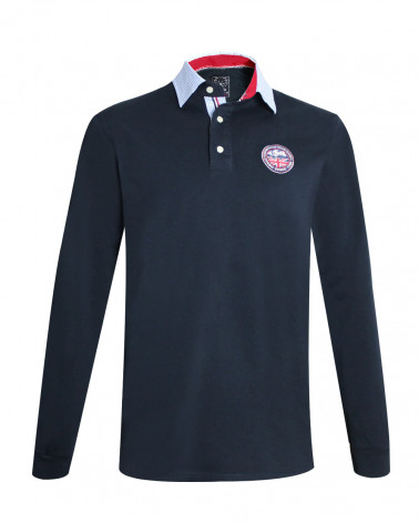 face du Polo homme manches longues Tikmont Otago rugby marine