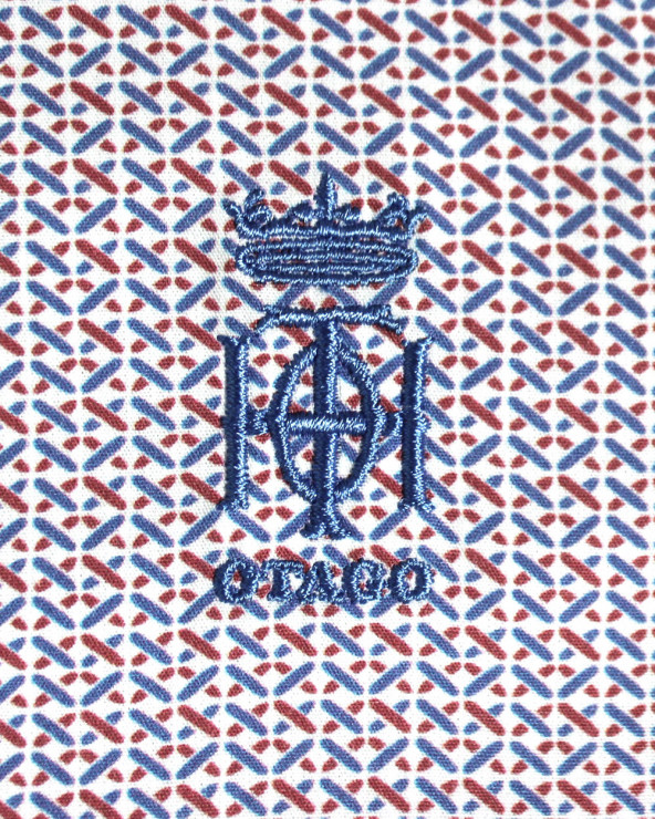 Broderie côté coeur de la chemise 201 Otago bleu marine pour homme