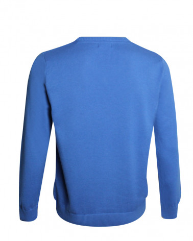 dos du Pull col V pour homme CARBUN bleu ocean