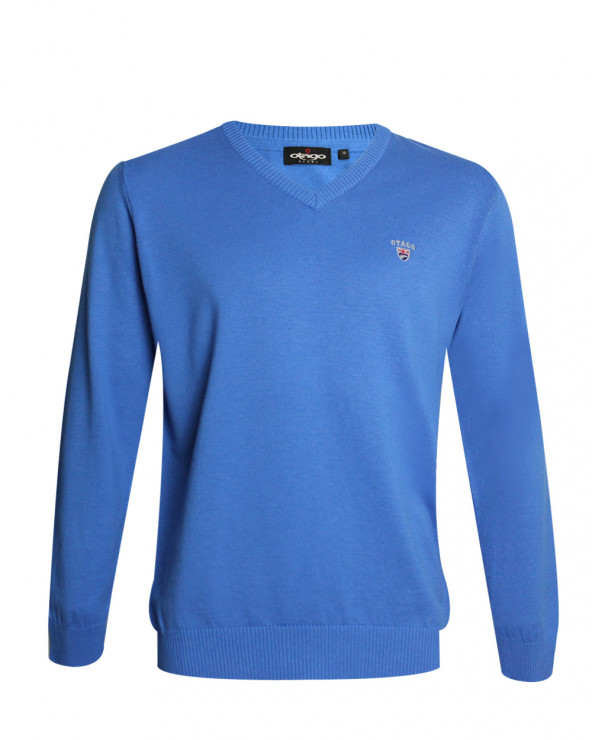 face du Pull col V homme CARBUN Otago bleu ocean