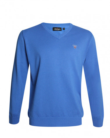 face du Pull col V homme CARBUN Otago bleu ocean