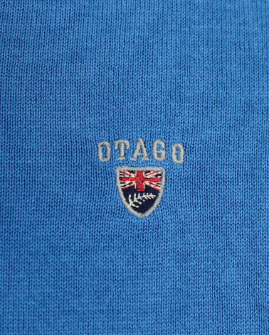 broderie côté cœur du Pull col V pour homme CARBUN bleu océan