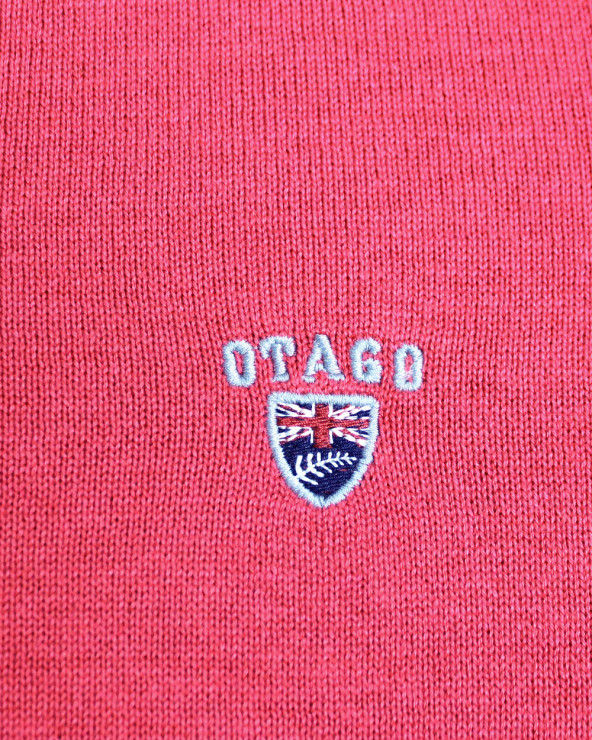 broderie du Pull col V homme CARBUN Otago marsala