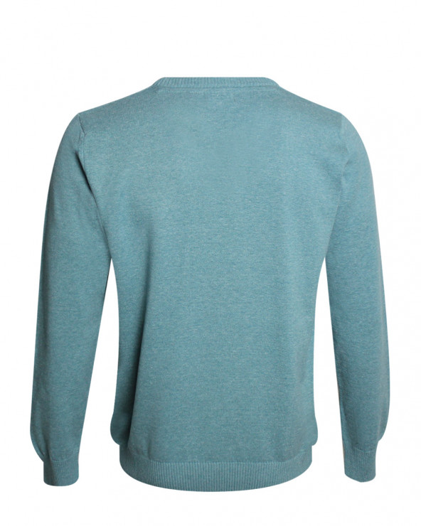 dos du Pull col V pour homme CARBUN Otago vert clair