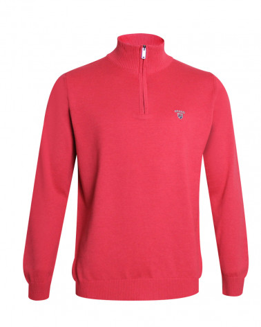 face du Pull col zip homme CARBUN Otago marsala
