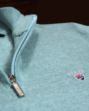 détail du Pull col zip homme CARBUN Otago vert clair