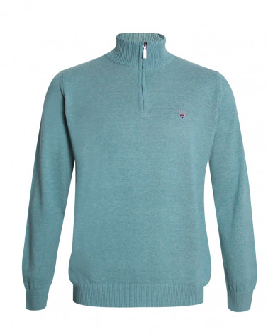 face du Pull col zip homme CARBUN Otago vert clair