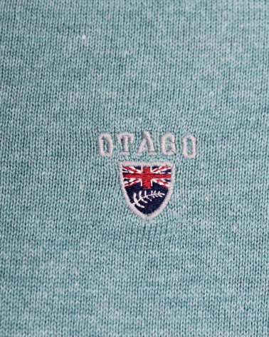 broderie du Pull col zip homme CARBUN Otago vert clair