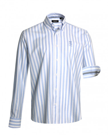 Chemise manches longues 275 Otago rayée bleu ciel pour homme