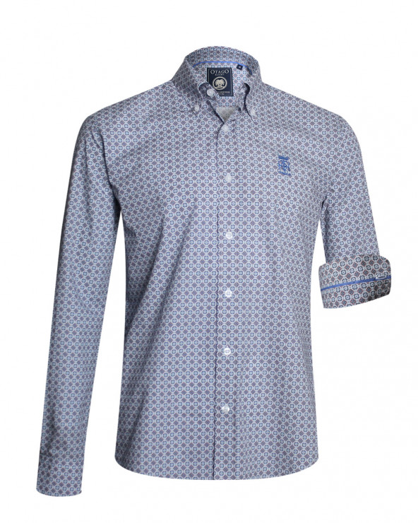 Chemise manches longues 271 Otago bleu ciel à motifs pour homme