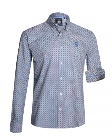 Chemise manches longues 271 Otago bleu ciel à motifs pour homme