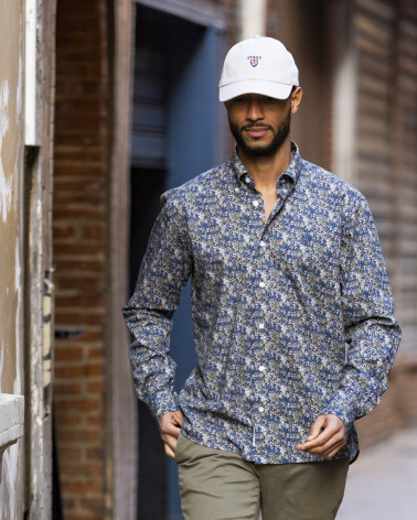 Chemise manches longues 272 Otago bleu marine à motifs pour homme