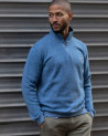 Sweat col zip 24SW7 Otago rugby bleu ciel chiné modèle