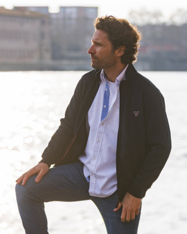 Sweat zip 25SW4 Otago rugby bleu marine pour homme