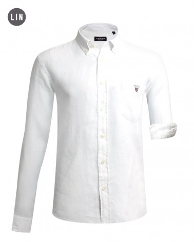 Chemise LIN BUENOS AIRES Manches Longues Otago blanche pour Homme