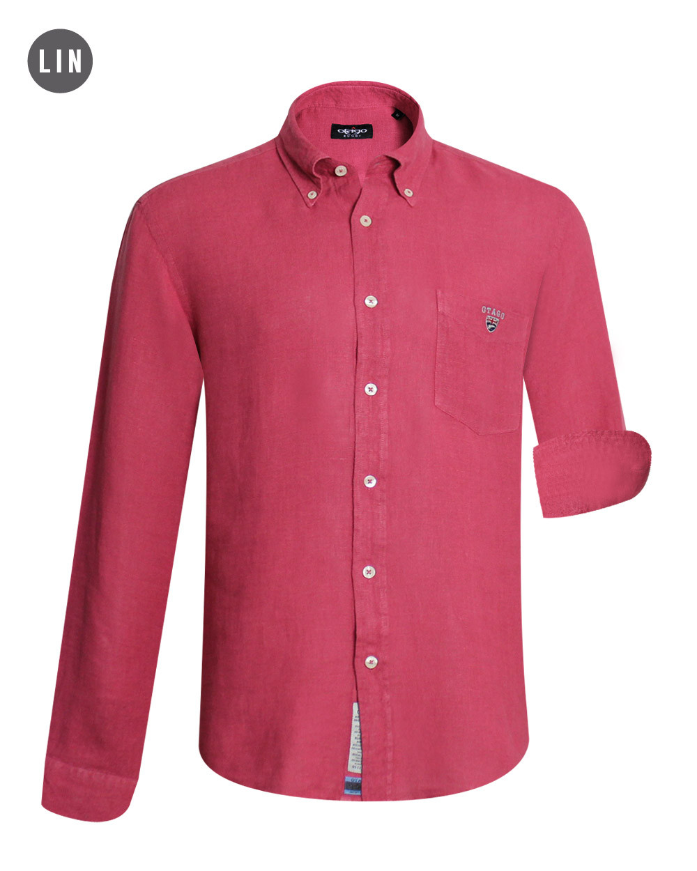 Chemise LIN BUENOS AIRES Manches Longues Otago cranberry pour Homme