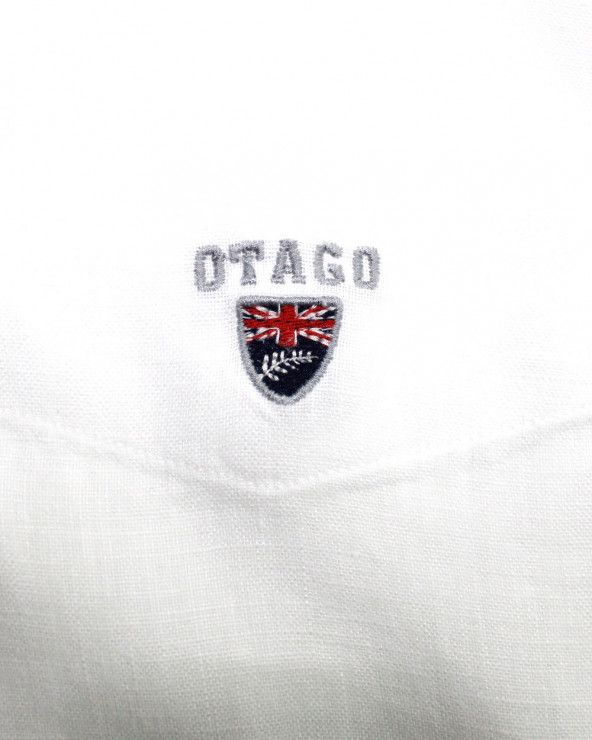 Broderie côté coeur de la chemise LIN BUENOS AIRES Otago blanche pour Homme