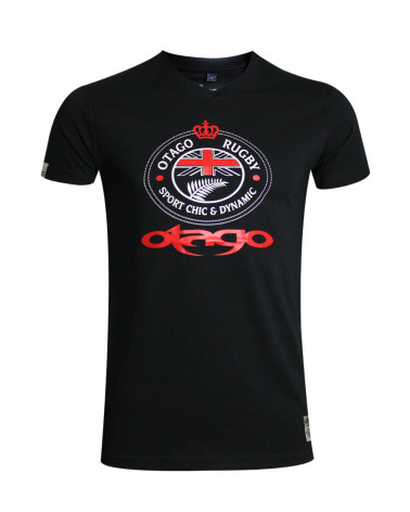 Tee-shirt col V Burns Kingdomy Otago rugby noir pour homme