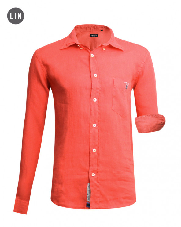 chemise LIN BUENOS AIRES manches longues Otago orange homme