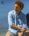 Chemise LIN BUENOS AIRES Manches Longues Otago bleu ciel pour Homme