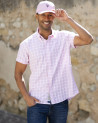 Chemise manches courtes 152 Otago rugby rose à carreaux pour homme