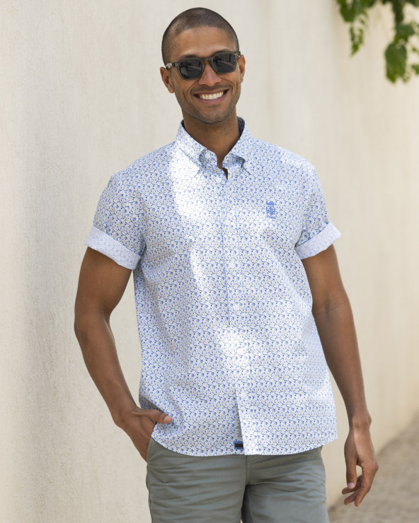 Chemise manches courtes 149 Otago rugby bleu ciel à motifs pour homme