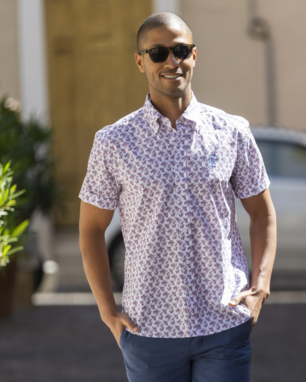 Chemise manches courtes 150 Otago rugby rose à motifs pour homme