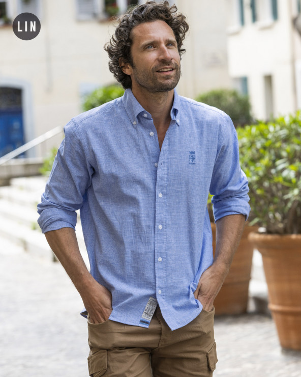 Chemise LIN BUENAVIC manches longues Otago denim pour homme