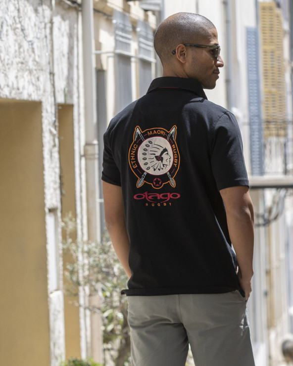 Polo Tribag manches courtes Otago rugby noir pour homme
