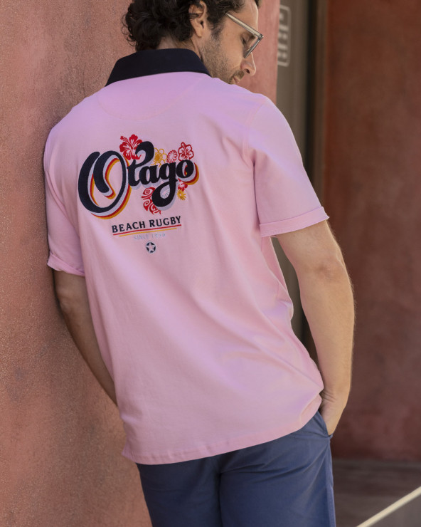 Polo OTAVINT manches courtes Otago rugby rose pour homme