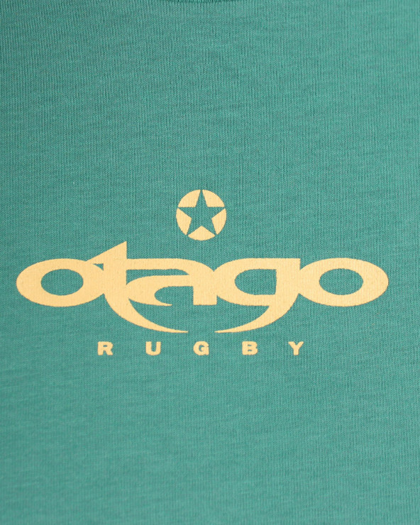 Détail du devant du Tee-shirt Haast Otago rugby green gemstone coton Bio pour homme