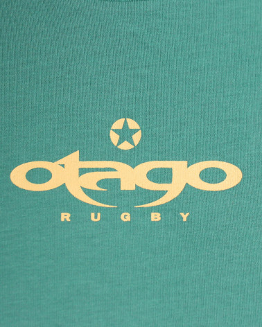 Détail du devant du Tee-shirt Haast Otago rugby green gemstone coton Bio pour homme