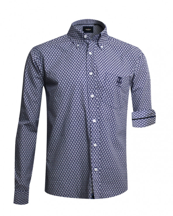 Chemise manches longues Lurin Otago rugby marine blanc pour homme