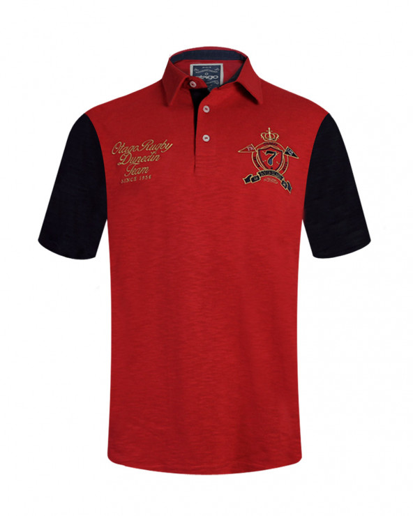 Polo manches courtes DELSOL Otago rugby rouge pour homme