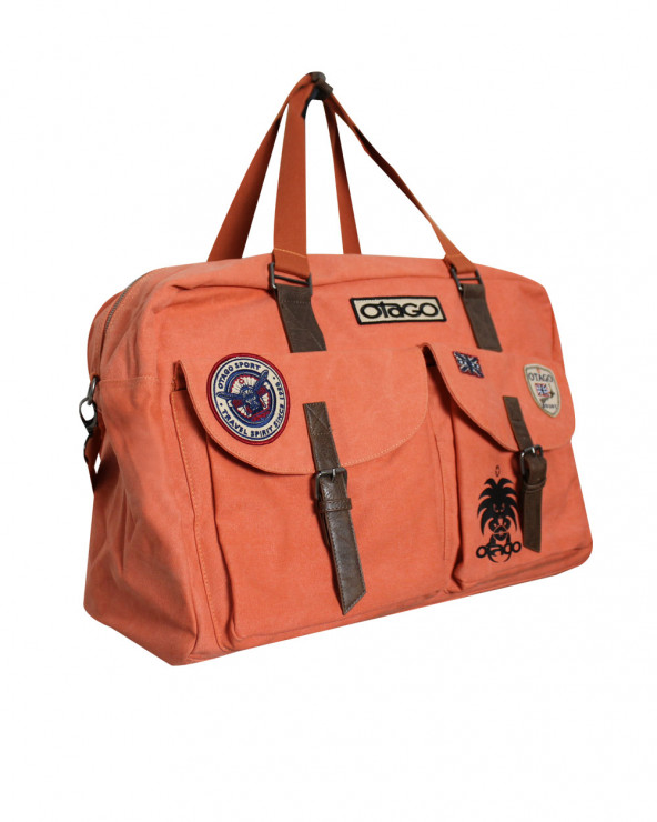 SAC TRAVEL 48H OTAGO ORANGE en toile coton et lanières cuir