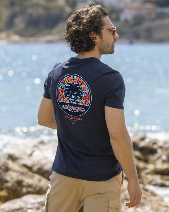Tee-shirt Tikisphere Otago rugby marine coton Bio pour homme