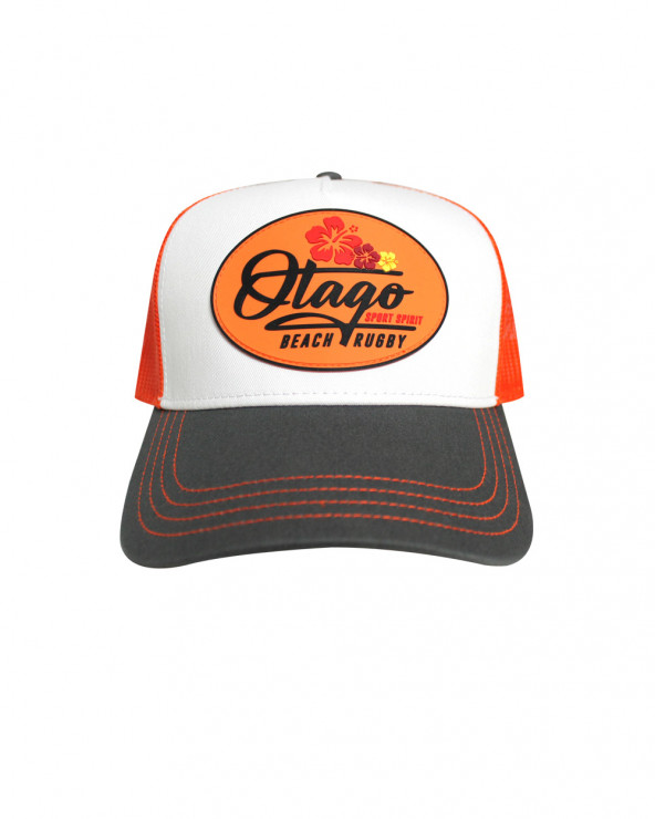 Casquette Beachcap Otago rugby écru gris et orange de face