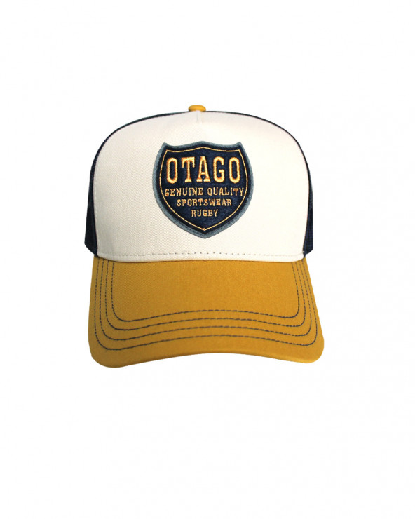 Casquette Qualicap Otago rugby écru ocre et marine de face