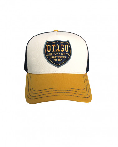 Casquette Qualicap Otago rugby écru ocre et marine de face