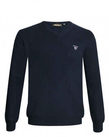 Pull Buenos Aires col V Otago bleu marine pour homme