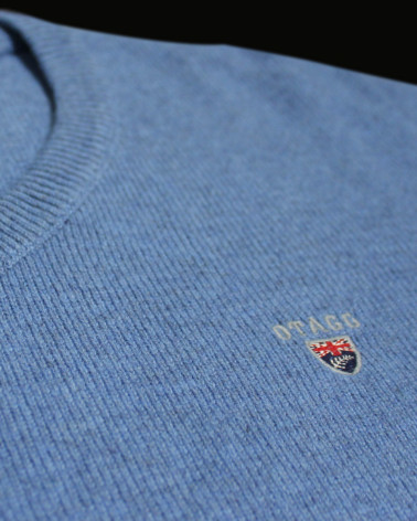 détail du Pull Buenos Aires col V Otago rugby bleu océan pour homme