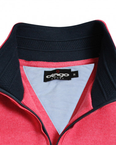 col du Sweat homme col zip 24SW7 Otago rugby corail